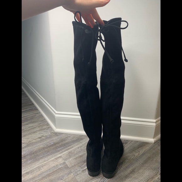 Stuart Weitzman Black Suede Lowland Over the Knee Boots - Picture 6 of 12